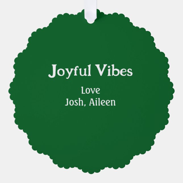 Joyful Vibes green Christmas holidays love family Ornament Karte (Vorderseite)
