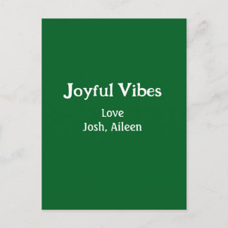 Joyful Vibes green Christmas holidays love family Postkarte