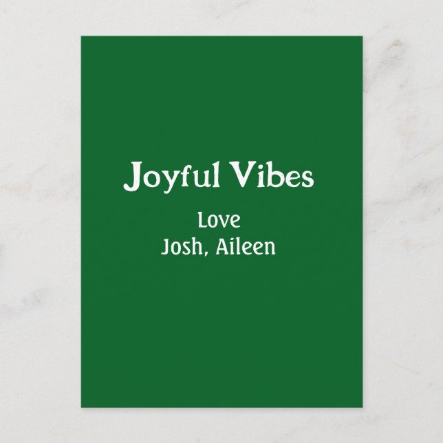 Joyful Vibes green Christmas holidays love family Postkarte (Vorderseite)