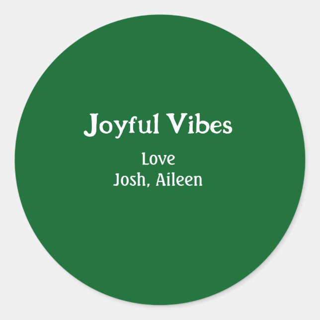 Joyful Vibes green Christmas holidays love family Runder Aufkleber (Vorderseite)
