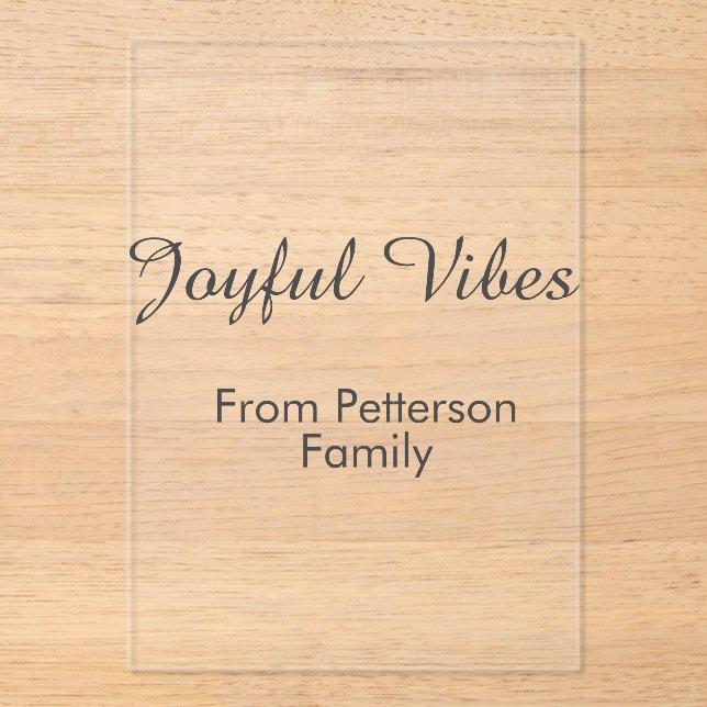Joyful Vibes red Christmas add family name date  Acryleinladungen (Vorderseite)