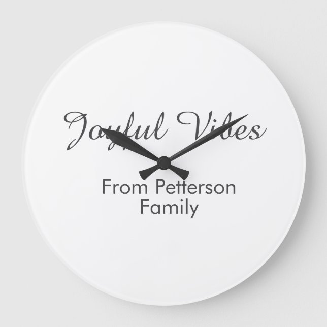 Joyful Vibes red Christmas add family name date  Große Wanduhr (Vorderseite)