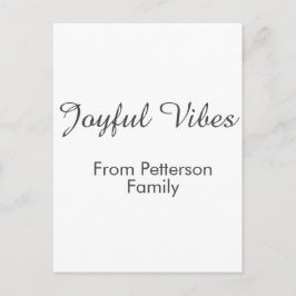 Joyful Vibes red Christmas add family name date Postkarte