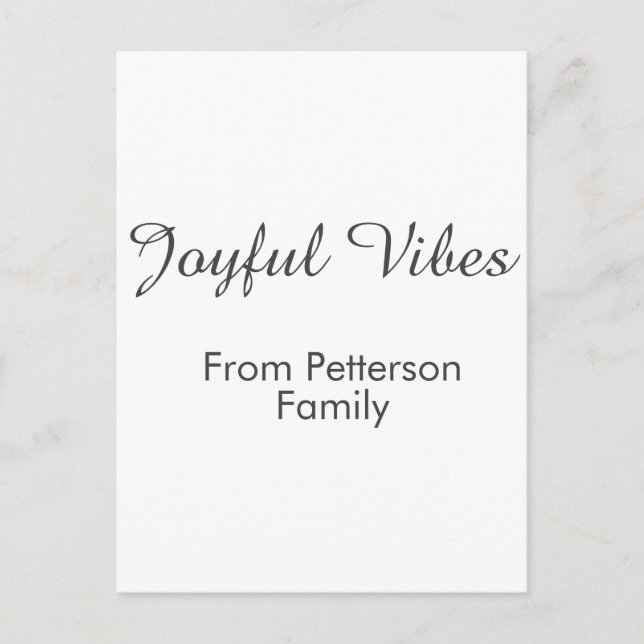 Joyful Vibes red Christmas add family name date  Postkarte (Vorderseite)