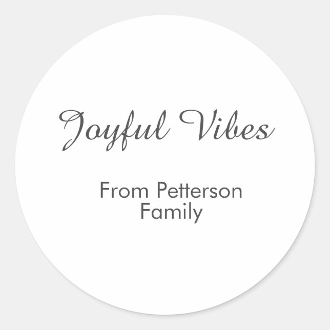 Joyful Vibes red Christmas add family name date  Runder Aufkleber (Vorderseite)