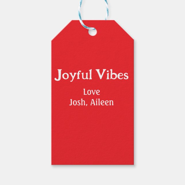 Joyful Vibes Rote Weihnachtsferien Liebe Geschenkanhänger (Vorderseite)