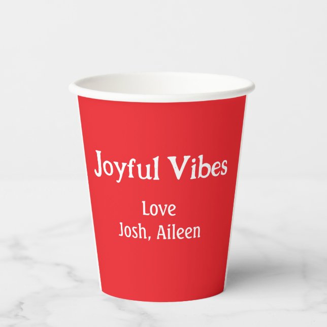 Joyful Vibes Rote Weihnachtsferien Liebe Pappbecher (Vorderseite)