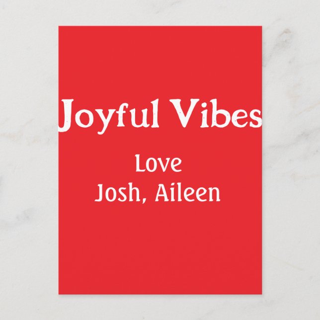 Joyful Vibes Rote Weihnachtsferien Liebe Postkarte (Vorderseite)