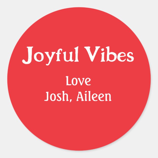 Joyful Vibes Rote Weihnachtsferien Liebe Runder Aufkleber (Vorderseite)