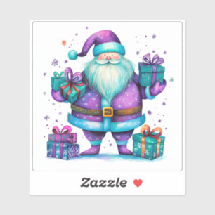 Joyful Violet Santa Celebrates Weihnachten Aufkleber