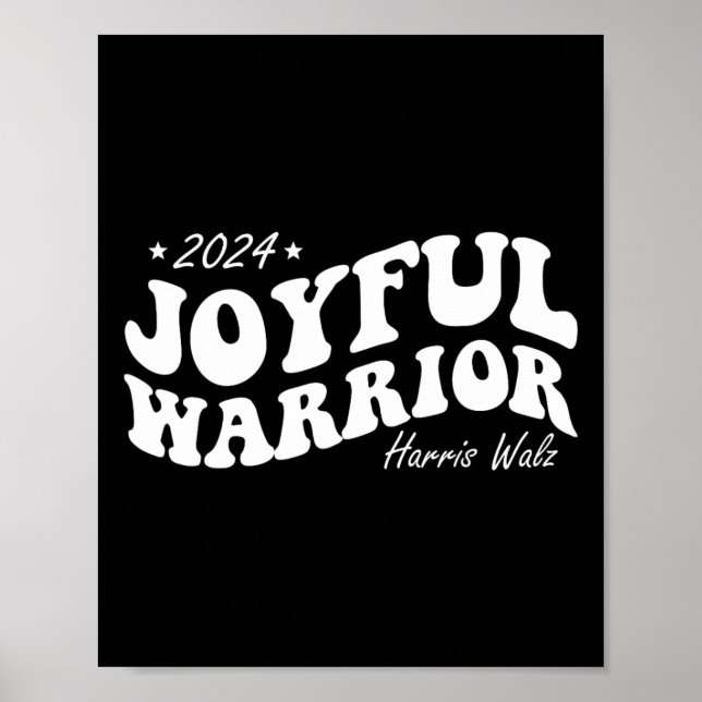 Joyful Warrior Kamala Harris Tim Walz 2024 Groovy Poster (Vorne)