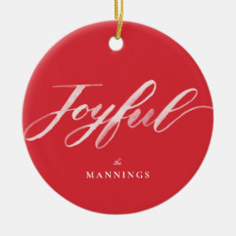 Joyful Watercolor Brush Lettern Flat Keramik Ornament