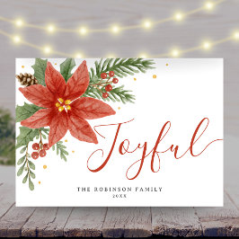 Joyful Watercolor Poinsettia Blumenweihnachtsfest Feiertagskarte
