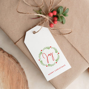 Joyful Watercolor Weihnachtskranz Geschenkanhänger