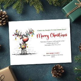 Joyful Whimsical Reindeer Christmas Greeting Feiertagskarte
