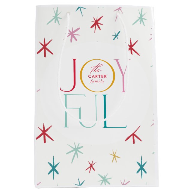 JOYFUL whimsisical star modern farbenfroh personal Mittlere Geschenktüte (Vorderseite)