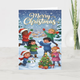 Joyful Winter Fun – Kids’ Merry Christmas Card Karte