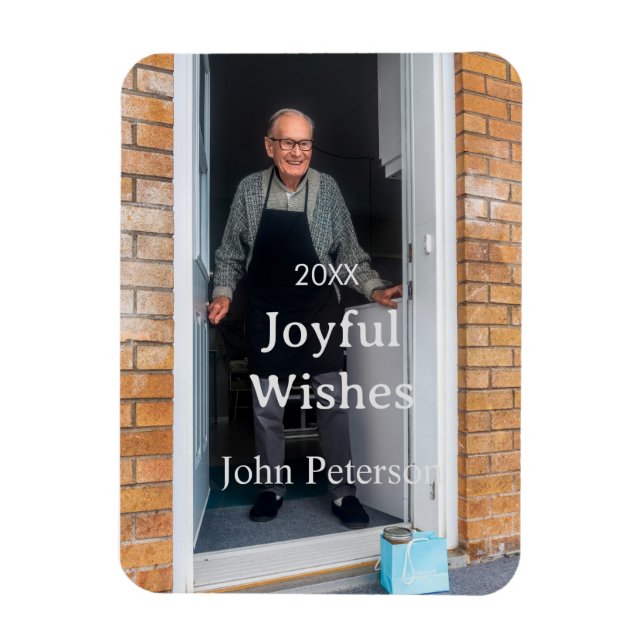 Joyful Wünsche hinzufügen Name Foto Mann Feiertage Magnet (Vertikal)