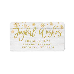 Joyful Wünsche Imitate Gold Rustikale Urlaubsadres Adressaufkleber