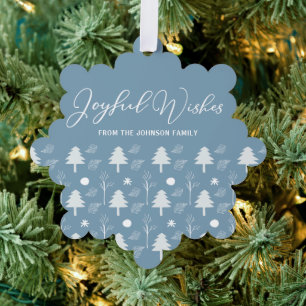 Joyful Wünsche Schönes Blue Custom Christmas Ornament Karte