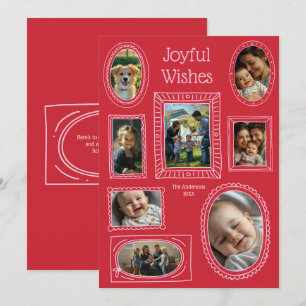 Joyful wünscht Red Doodle Foto Frame Collage Feiertagskarte