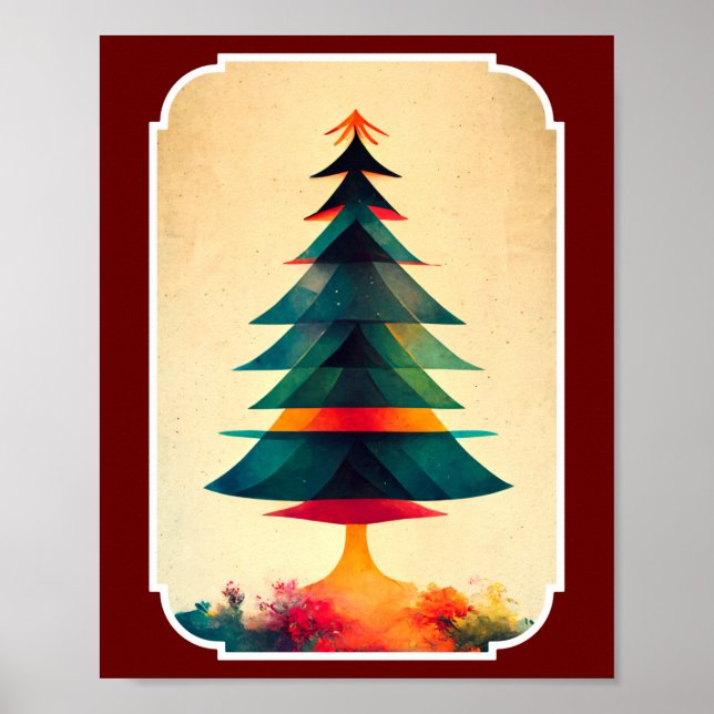 Joyfull Christmas Tree Geometric Künstlerisch Desi Poster (Vorne)