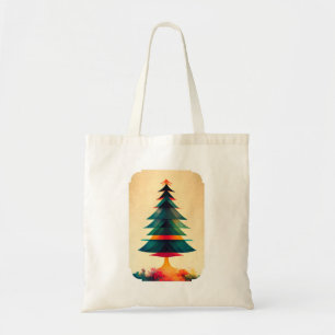 Joyfull Christmas Tree Geometric Künstlerisch Desi Tragetasche