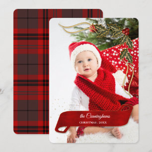 Joyous and Jolly with Bows of Holly Foto Feiertagskarte