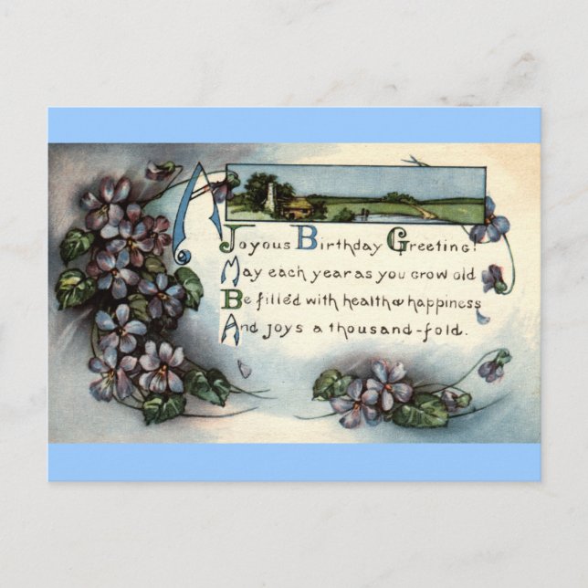 Joyous Birthday Gruß Repro Vintag 1918 Postkarte (Vorderseite)