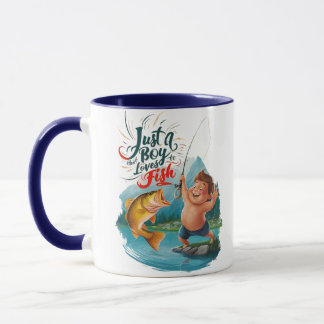Joyous Boy Reeling in a Big Catch am ruhigen See Tasse