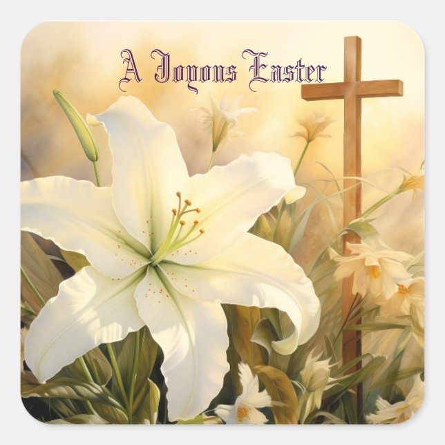 Joyous Easter Cross Sticker (Vorderseite)