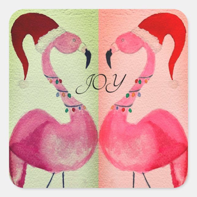 Joyous Flamingo Christmas Stickers (Vorderseite)