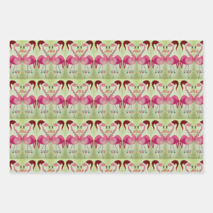 Joyous Flamingo Wrapping Paper Sheet Set 3 Geschenkpapier Set