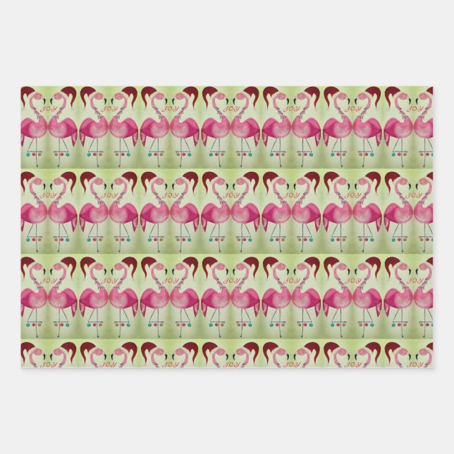 Joyous Flamingo Wrapping Paper Sheet Set 3 Geschenkpapier Set (Vorderseite)