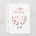 Joyous Hanukkah Festive Menorah Candle Foto Feiertagskarte<br><div class="desc">Freuen Sie sich auf eine schöne, individuell gestaltbare Fotokarte. Senden Sie Ihre Hanukkah-Wünsche an Ihre Familie und Freunde. Unser Design zeigt unsere wunderschöne handgezeichnet Menorah-Kerze in Imitaten Rose Gold mit schönen festlichen Blumen und Blätter dekoriert. Tauben sind auch in dieses wunderschöne Hanukkah-inspirierte Design integriert. "Joyous Hanukkah" ist in einem schönen...</div>