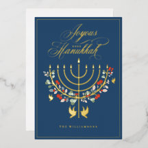 Joyous Hanukkah Festive Menorah Candle Foto