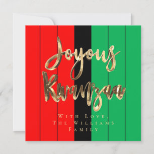 Joyous Kwanzaa Elegantes Skript Red Black Green Feiertagskarte