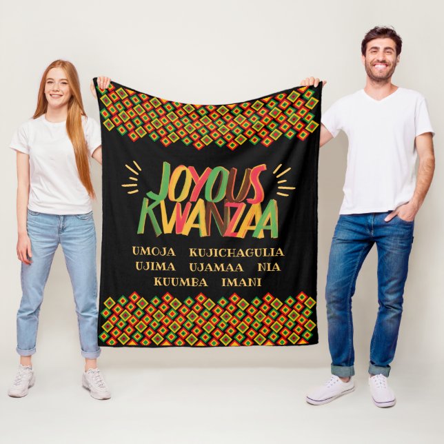 Joyous Kwanzaa mit Nguzo Saba Fleecedecke (Beispiel)