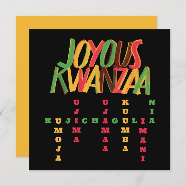 Joyous KWANZAA Principles Crossword Karte (Vorne/Hinten)