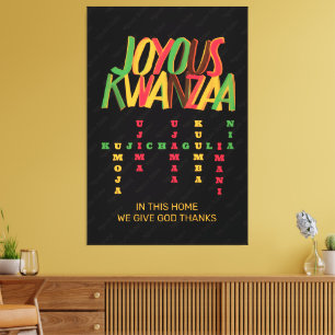 Joyous KWANZAA Principles Crossword Leinwanddruck