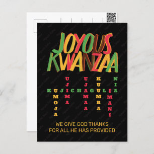 Joyous KWANZAA Principles Crossword Postkarte