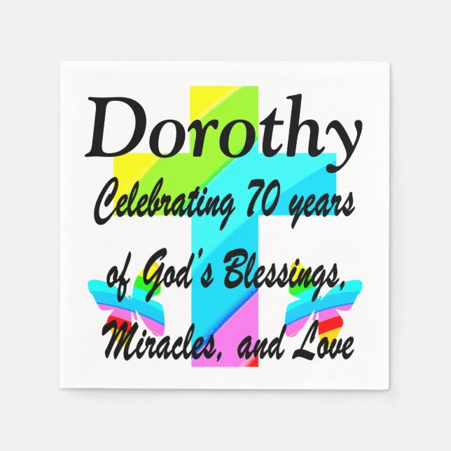 JOYOUS PERSONALISIERT 70. GEBURTSTAG NAPKINS SERVIETTE (Vorderseite)