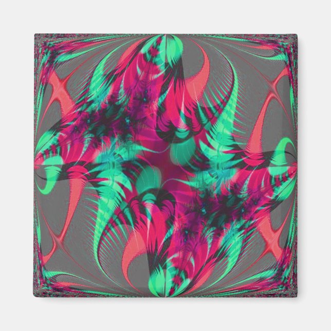 Joyous Red Fraktal Magnet (Vorne)