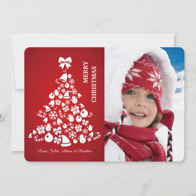 Joyous Tree Foto Holiday Card Feiertagskarte (Vorderseite)