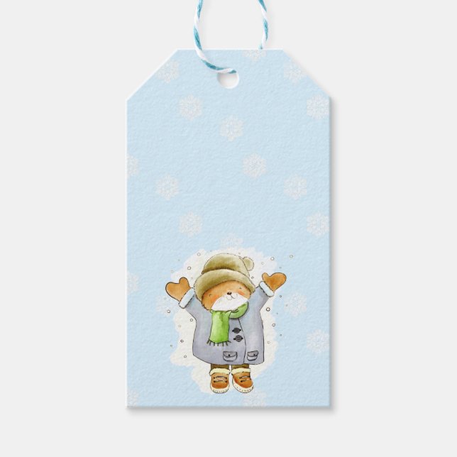 Joyous Winter Cat Geschenkanhänger (Vorderseite)