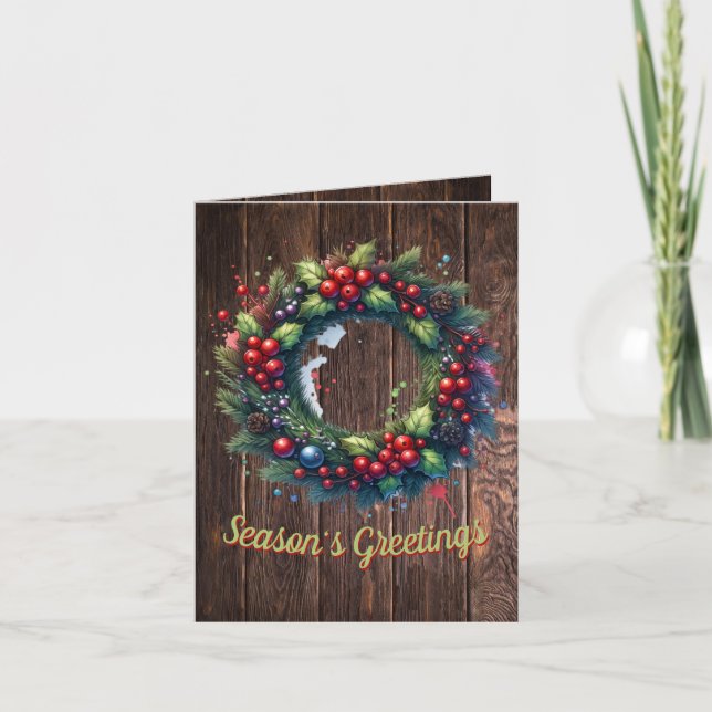 Joyous Wreath Holiday Card Feiertagskarte (Vorderseite)