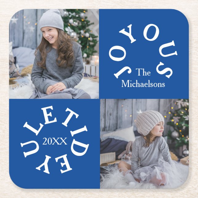 Joyous Yuletide 2 Photo Rechteckiger Pappuntersetzer (Vorderseite)