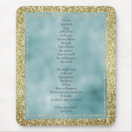 Joy's Birth Gedicht Mint Gold Glitzer Mousepad