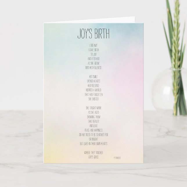 Joys Geburtsgedicht Inspiration Karte (Vorderseite)