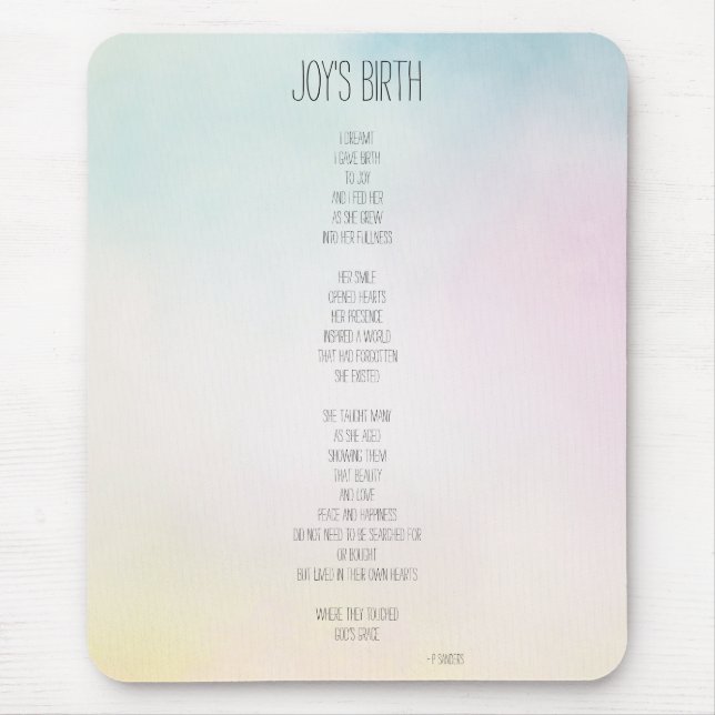 Joys Geburtsgedicht Inspiration Mousepad (Vorne)